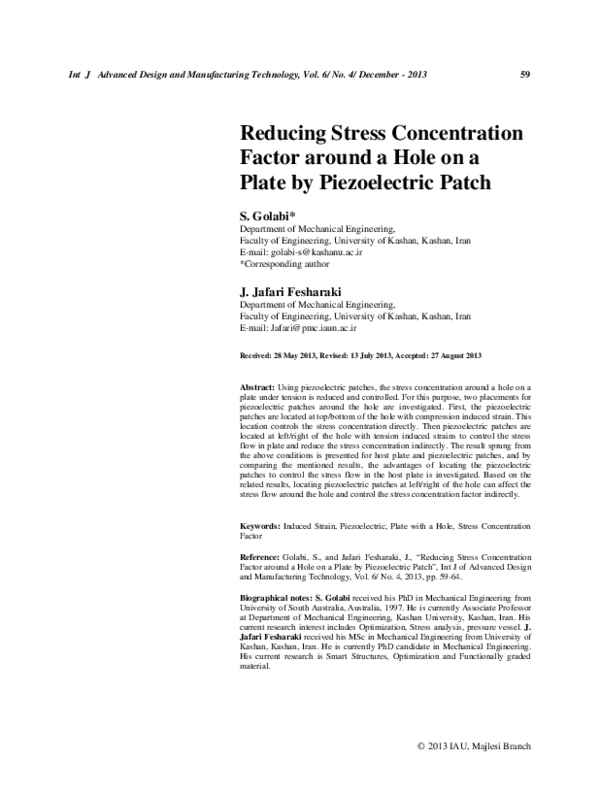 (PDF) Reducing stress concentration factor around a hole on a plate by ...