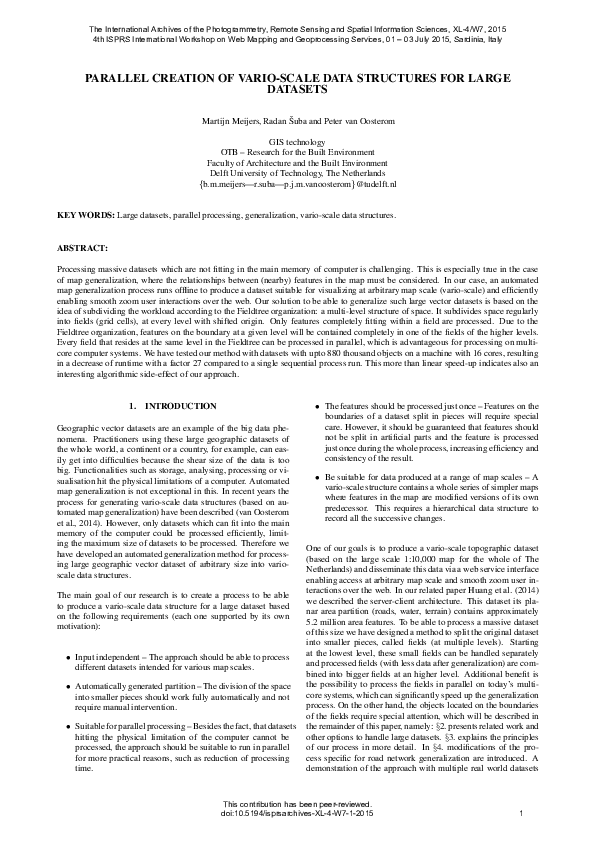 (PDF) Parallel Creation of Vario-Scale Data Structures for Large Datasets
