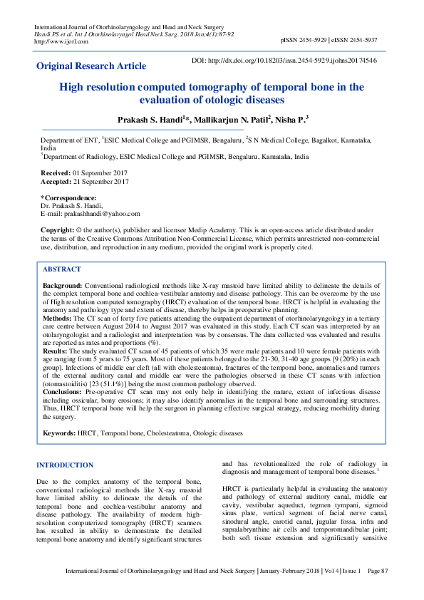 (PDF) High resolution computed tomography of temporal bone in the ...