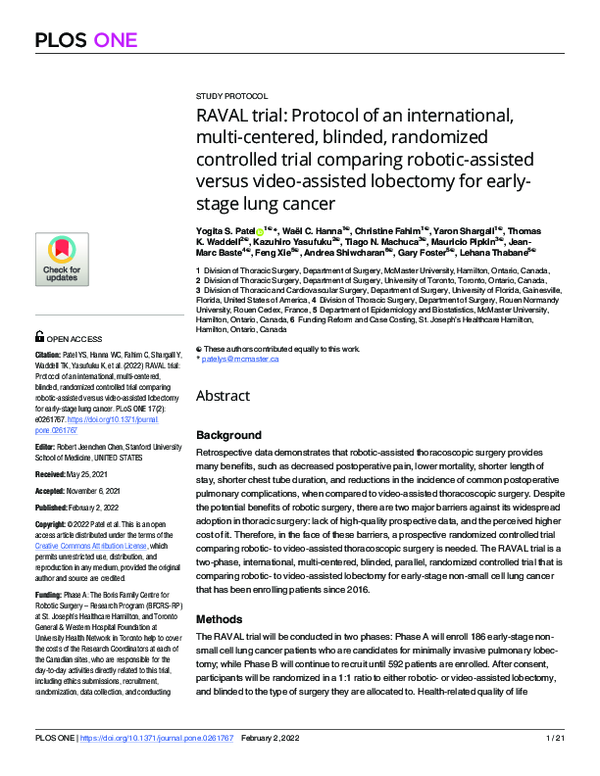 (PDF) RAVAL trial: Protocol of an international, multi-centered ...