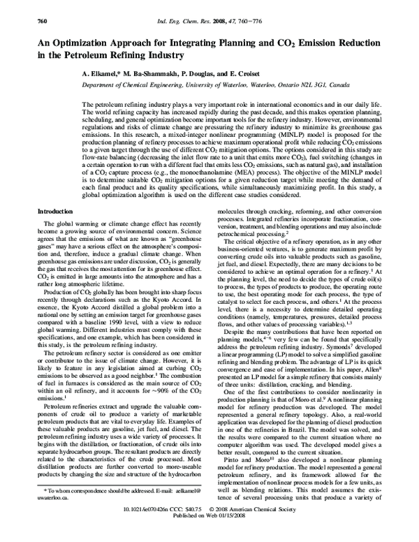 (PDF) An Optimization Approach for Integrating Planning and CO2 ...
