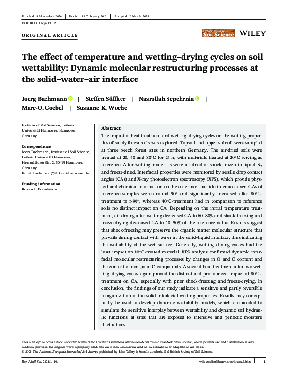 (PDF) The effect of temperature and wetting–drying cycles on soil ...