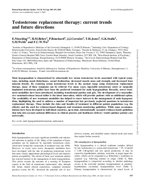 (PDF) Testosterone replacement therapy: current trends and future ...