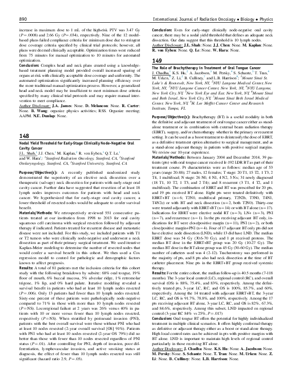 The Role of Brachytherapy in Treatment of Oral Tongue Cancer