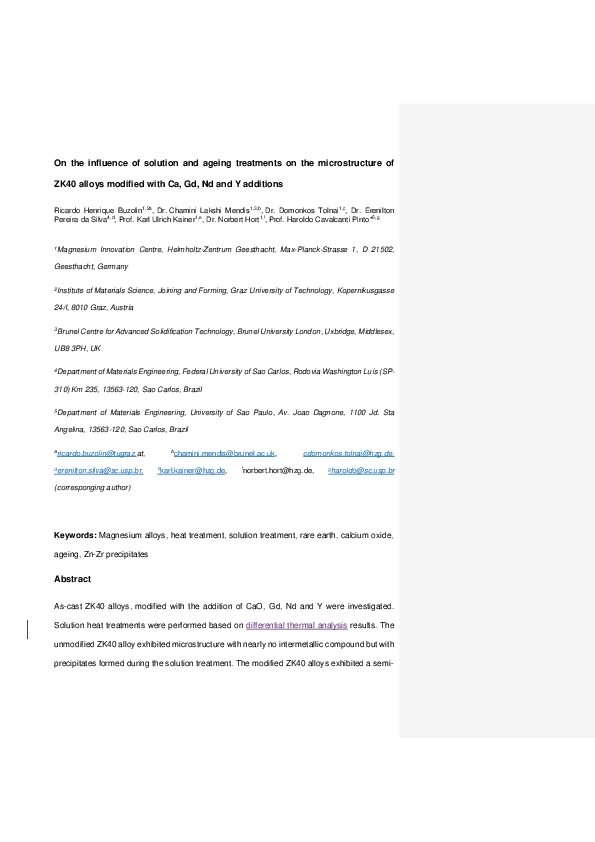 (PDF) On the Influence of Solution and Ageing Treatments on the ...