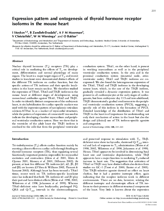(PDF) Expression pattern and ontogenesis of thyroid hormone receptor ...