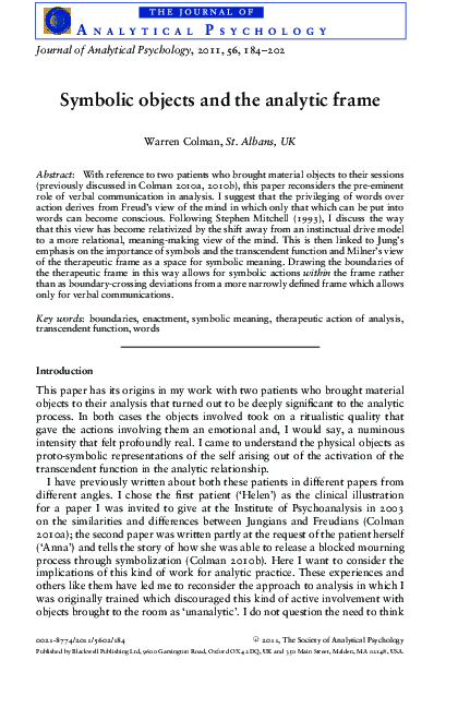 (PDF) Symbolic objects and the analytic frame