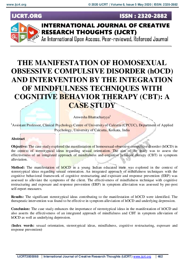 (PDF) THE MANIFESTATION OF HOMOSEXUAL OBSESSIVE COMPULSIVE DISORDER ...