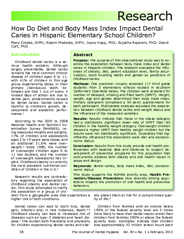 (PDF) How do diet and body mass index impact dental caries in Hispanic ...