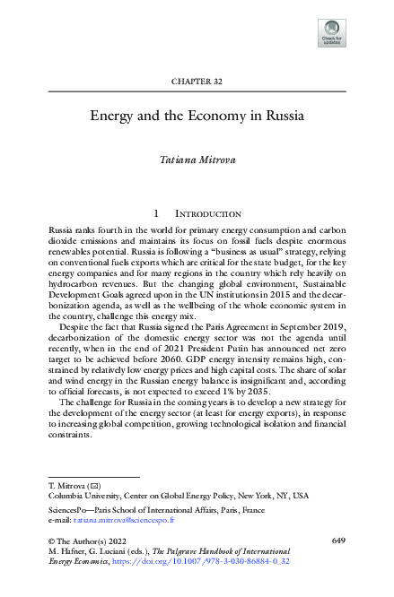 (PDF) Energy and the Economy in Russia