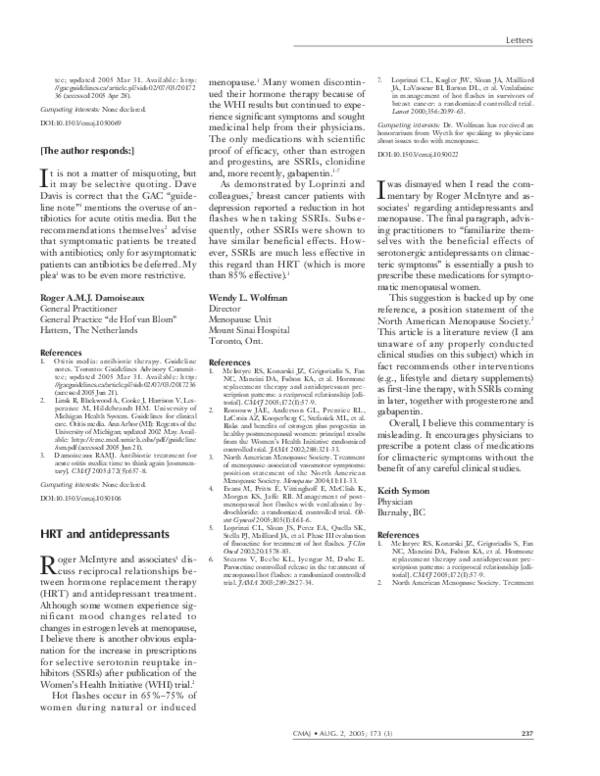 (PDF) HRT and antidepressants