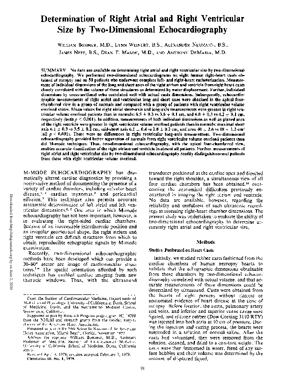 (PDF) Determination of right atrial and right ventricular size by two ...