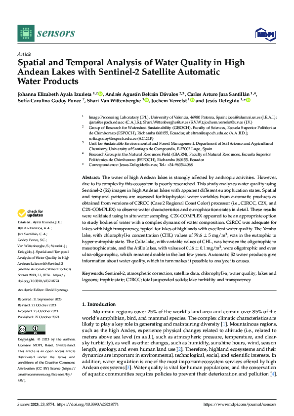(PDF) Spatial and Temporal Analysis of Water Quality in High Andean ...