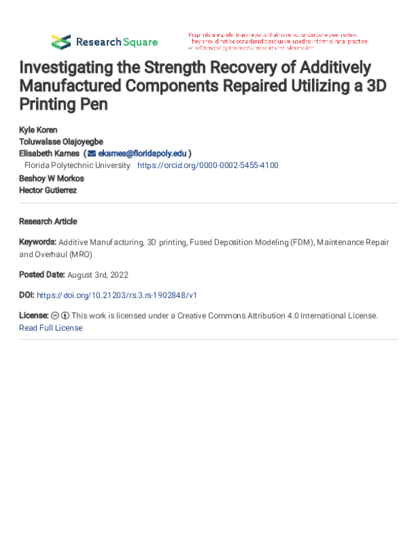 (PDF) Investigating the Strength Recovery of Additively Manufactured ...