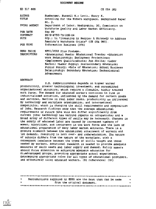 (PDF) Schooling for the Modern Workplace. Background Paper No. 2 ...