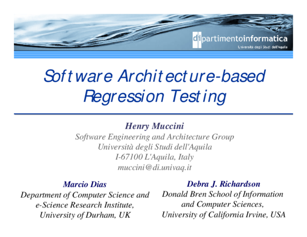 (PDF) Software architecture-based regression testing