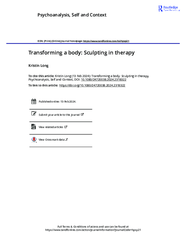 (PDF) Transforming a body Sculpting in therapy Kristin Long and