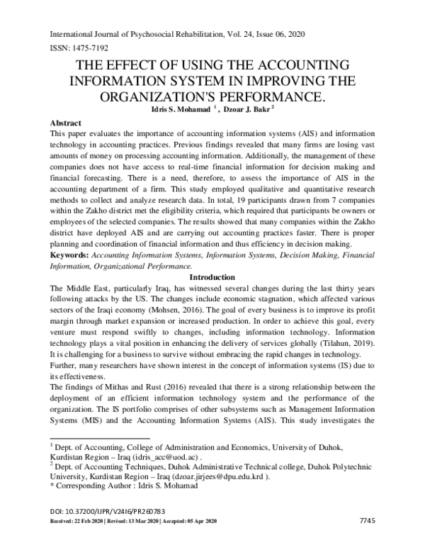 (PDF) THE EFFECT OF USING THE ACCOUNTING INFORMATION SYSTEM IN ...