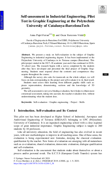 (PDF) Self-assessment in Industrial Engineering. Pilot Test in Graphic ...