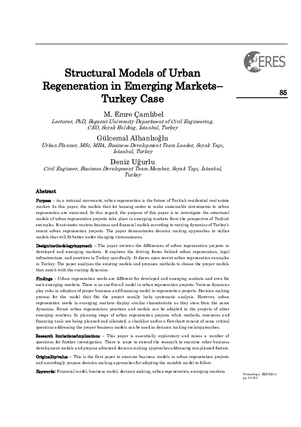 (PDF) Structural Models of Urban Regeneration in Emerging Markets ...