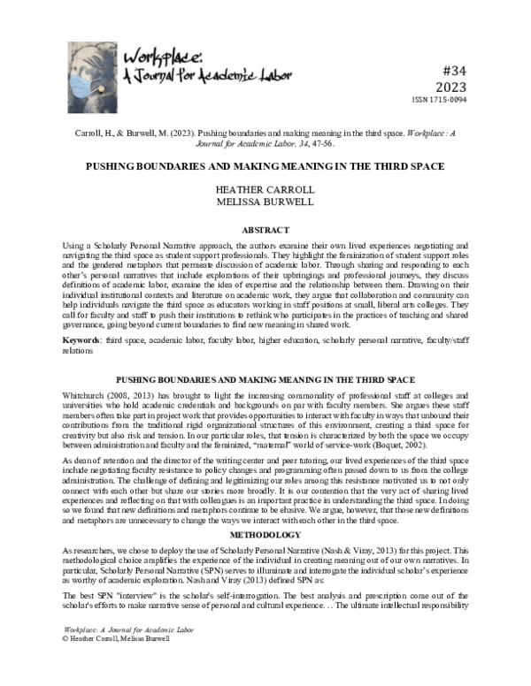 (PDF) PUSHING BOUNDARIES AND MAKING MEANING IN THE THIRD SPACE
