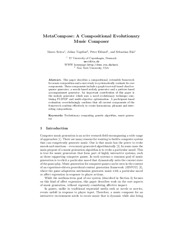(PDF) MetaCompose: A Compositional Evolutionary Music Composer