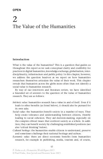 (PDF) The Value of the Humanities