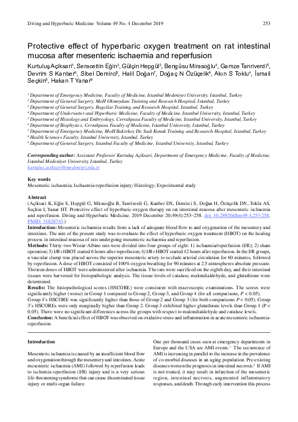 (PDF) Protective effect of hyperbaric oxygen treatment on rat ...