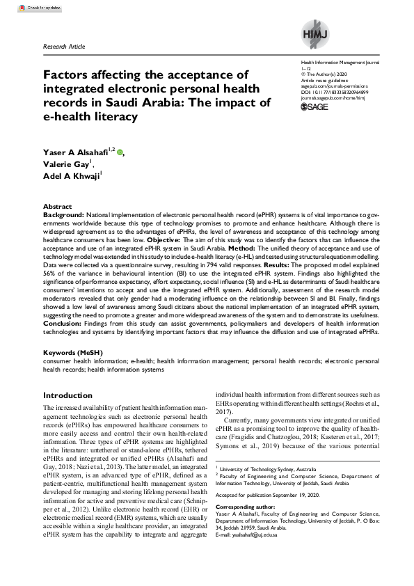 (PDF) Factors affecting the acceptance of integrated electronic ...