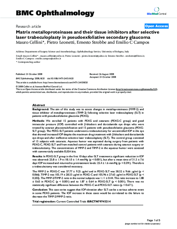 (PDF) Matrix metalloproteinases and their tissue inhibitors after ...