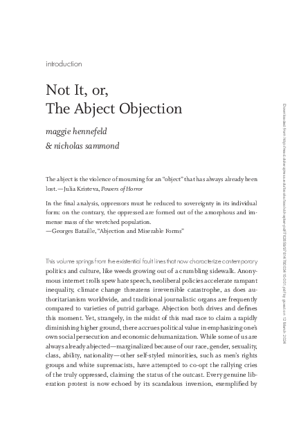 (PDF) Not It, or, the Abject Objection