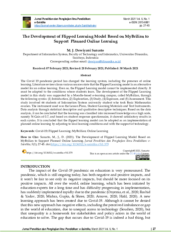 (PDF) The Development of Flipped Learning Model Based on MyBrilian to ...