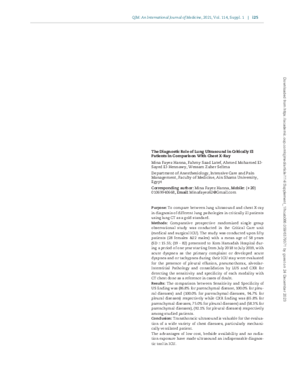 (PDF) The Diagnostic Role of Lung Ultrasound in Critically Ill Patients ...