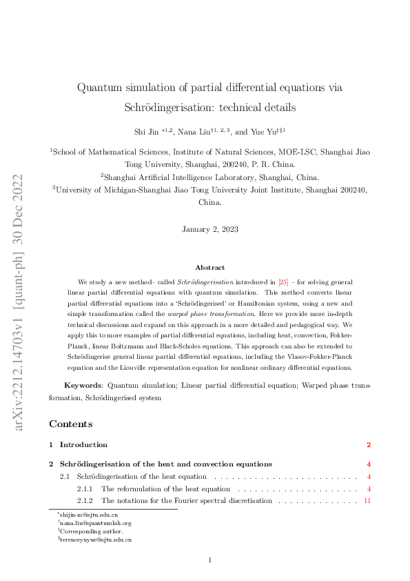 (PDF) Quantum simulation of partial differential equations via ...