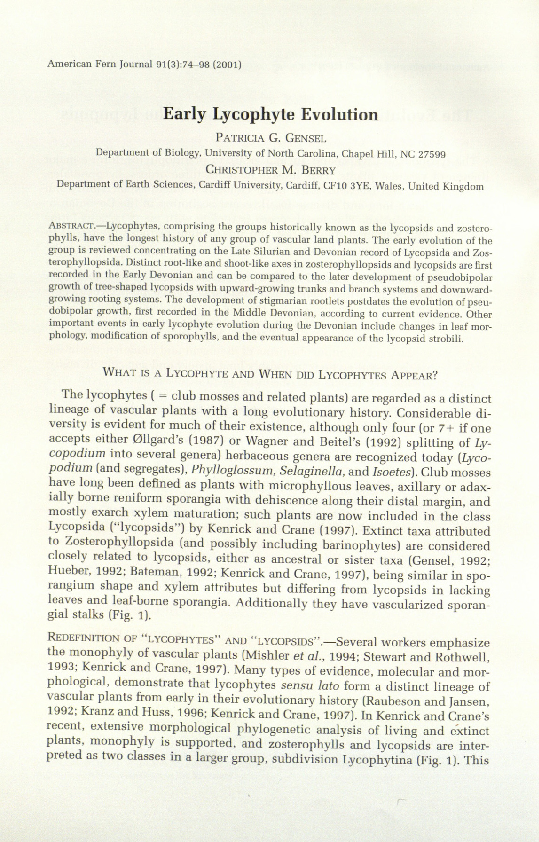 (PDF) Early Lycophyte Evolution