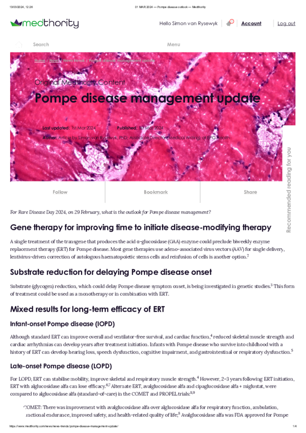 Therapeutic Options For The Management Of Pompe Disease – PSXLX