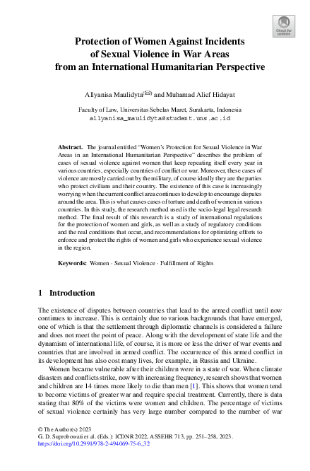 (PDF) Protection of Women Against Incidents of Sexual Violence in War ...