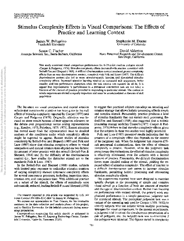 (PDF) Stimulus complexity effects in visual comparisons: The effects of ...
