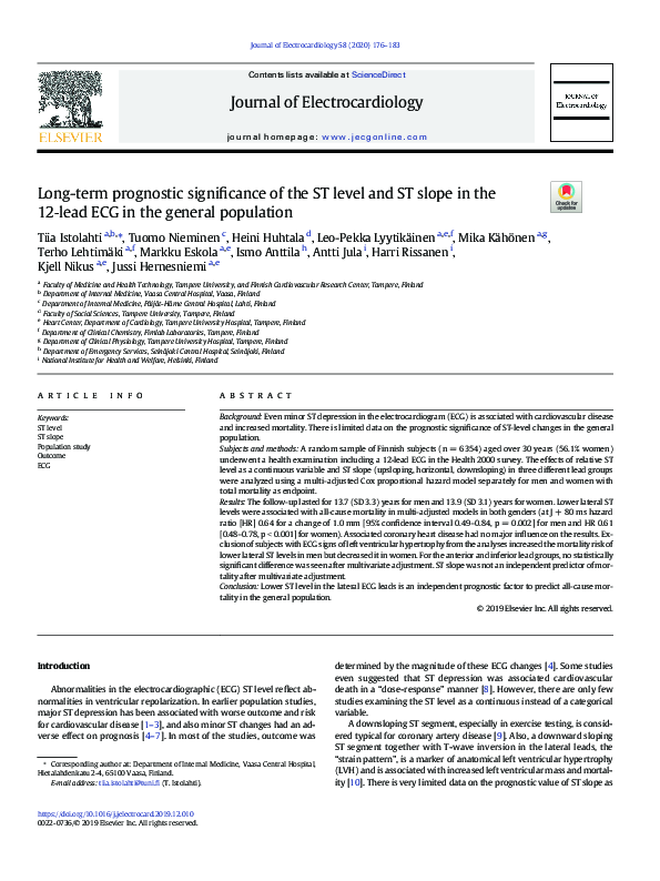 (PDF) Long-term prognostic significance of the ST level and ST slope in ...