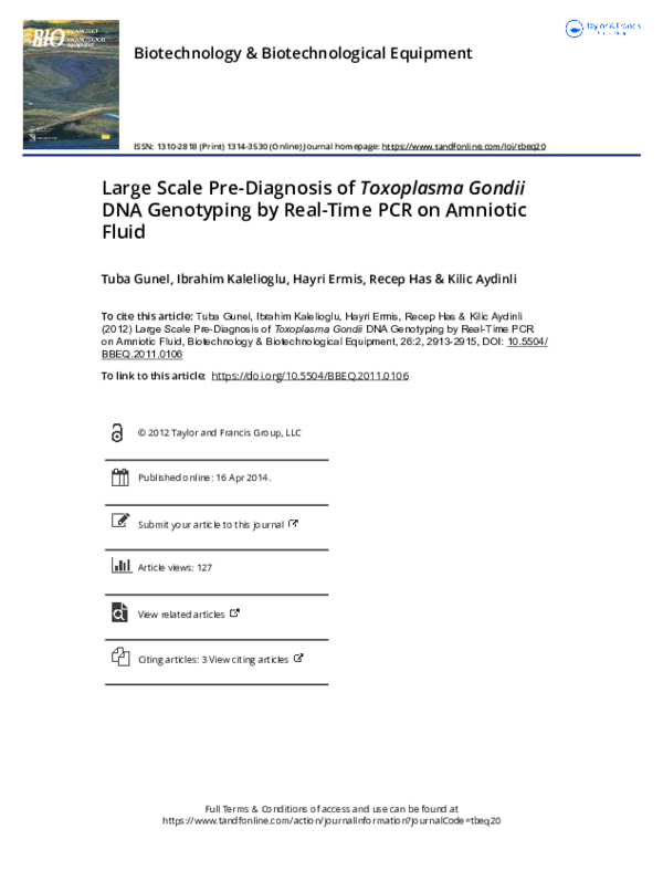 (PDF) Large Scale Pre-Diagnosis of Toxoplasma Gondii DNA Genotyping by ...