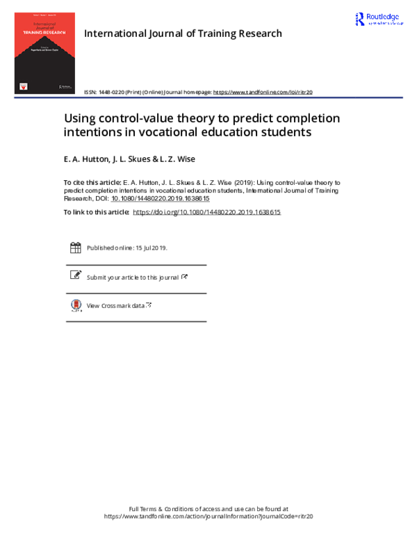 (PDF) Using control-value theory to predict completion intentions in ...