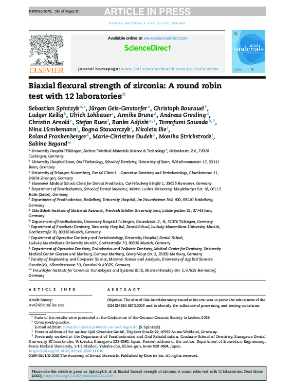 (PDF) Biaxial flexural strength of zirconia: A round robin test with 12 ...