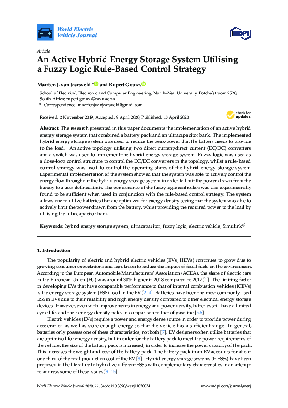 (PDF) An Active Hybrid Energy Storage System Utilising a Fuzzy Logic ...