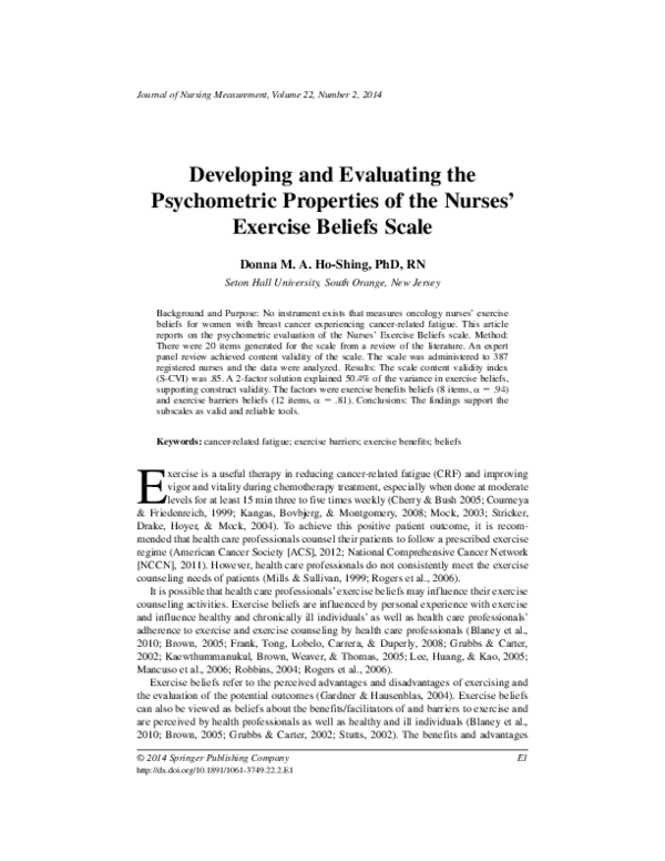 (PDF) Developing and Evaluating the Psychometric Properties of the ...
