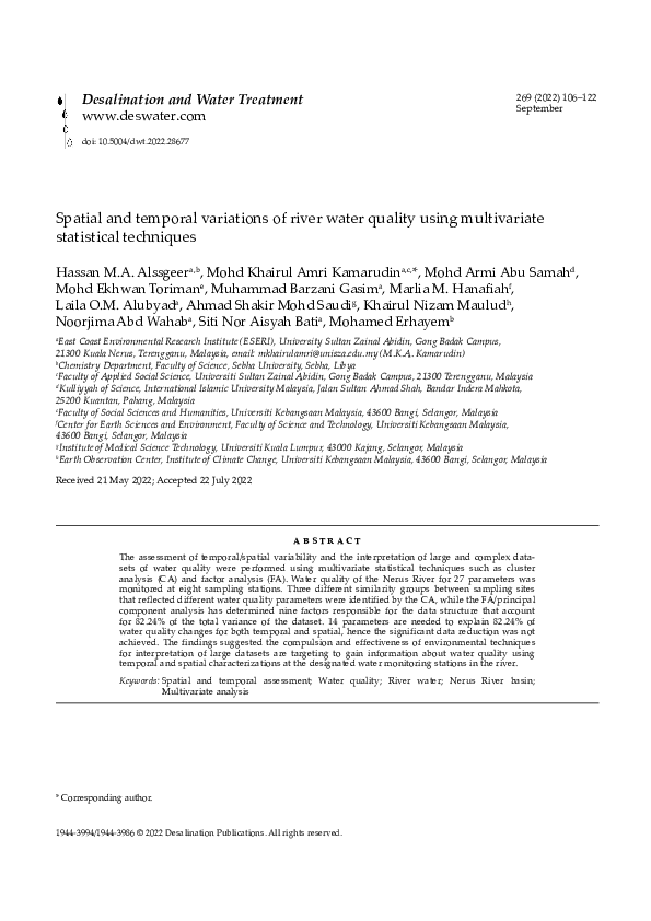 (PDF) Spatial and temporal variations of river water quality using ...