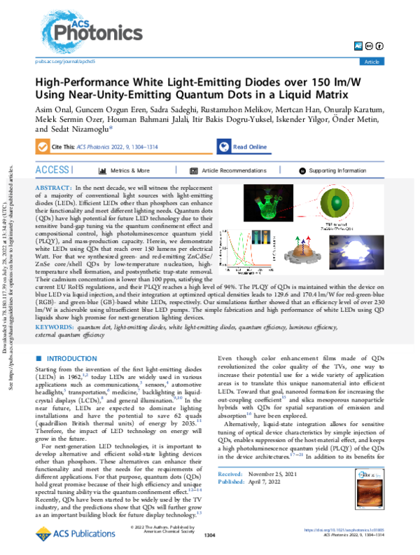 (PDF) High-Performance White Light-Emitting Diodes over 150 lm/W Using ...