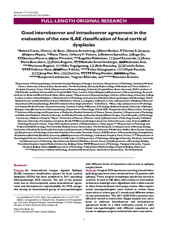 (PDF) Good interobserver and intraobserver agreement in the evaluation ...