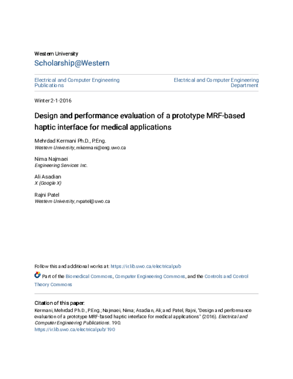 (PDF) Design and Performance Evaluation of a Prototype MRF-based Haptic ...