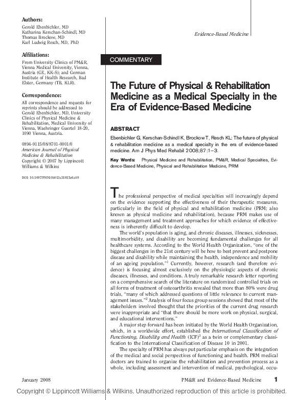 (PDF) The Future of Physical & Rehabilitation Medicine as a Medical ...