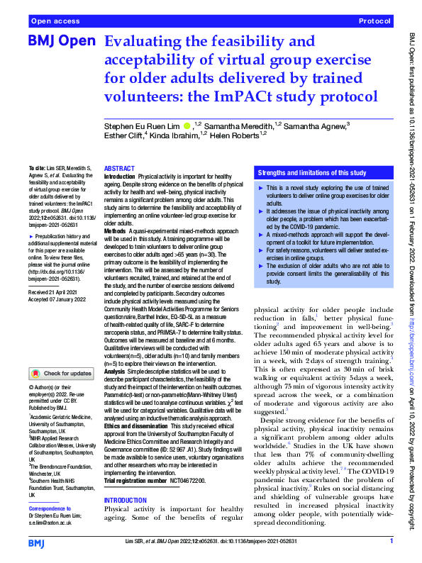 (PDF) Evaluating the feasibility and acceptability of virtual group ...